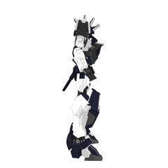 Bipedal Blue Spartan Mobile Suit Design