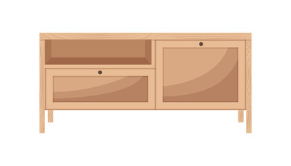 Commode Furniture. Interior item for a cozy isolated interior. Designer trendy furniture. Vector illustration of living room furniture in mid century modern style.