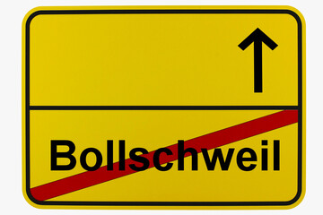 Illustration eines Ortsausgangsschildes von Bollschweil in Baden-Württemberg	