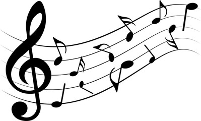Music notes wave, vector illustration.