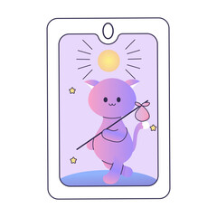 Tarot cards, magic, cute cartoon style with cats