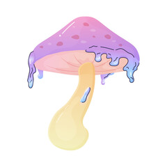 Cartoon magic mushroom with slime, magic, alchemy