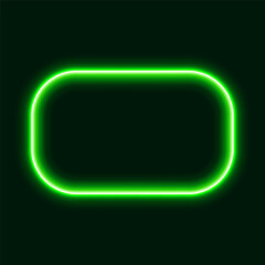 Green neon rounded rectangle frame on dark background, vector illustration.