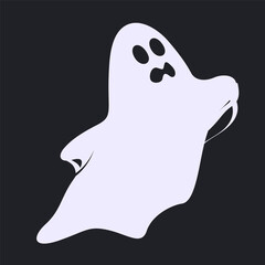 Cartoon halloween ghost, ghosted spooky spirit and mysterious phantom. Scary ghost character, fly funny spook, cute smiling scare halloween ghost mascots vector illustration set.