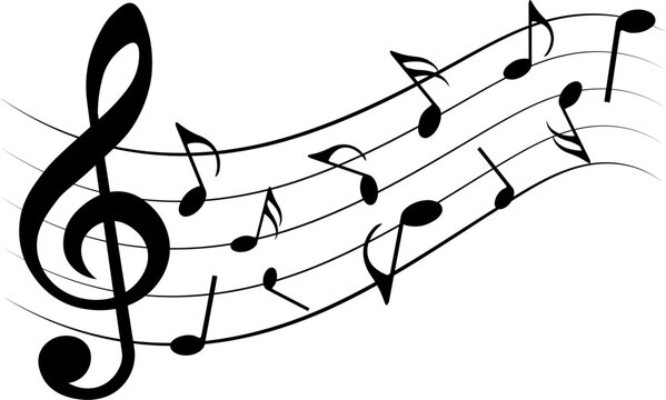 Music notes wave, vector illustration.