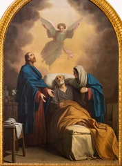 Gordijnen VICENZA, ITALY - NOVEMBER 7, 2023: The painting of Death (transito) of St. Joseph in the church Chiesa di Santa Corona by Giovanni Busato (1875).  © Renáta Sedmáková