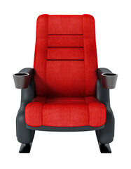 Red cinema chair isolated on transparent background. 3D illustration