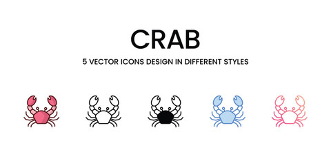 Crab icons set vector illustration. vector stock, - obrazy, fototapety, plakaty