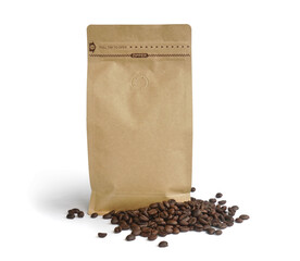 Generic bag of coffee beans with empty space for label