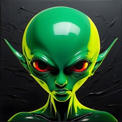 Green Eye - A Minimalist Alien Artwork Generative AI