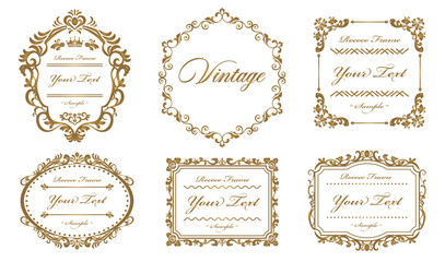 Vintage typographic design elements set. borders and frames. luxury labels and badges retro ornament