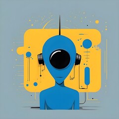 Blue Signal - A Minimalist Alien Artwork Generative AI