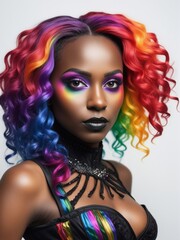 Obraz premium portrait of a woman with colorful hairstyle