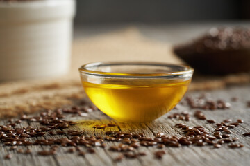 Flax seed oil in a bowl