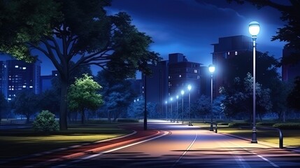 Fototapeta na wymiar The night light of the city landscape in illumination