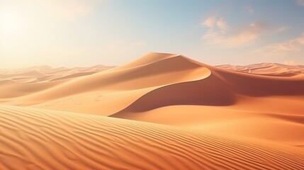 Fototapeta na wymiar Sand dunes in the desert under the rays of the sun