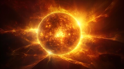 Heliosphere of the Sun, shrouded in a magnificent energy aura during an outbreak - obrazy, fototapety, plakaty