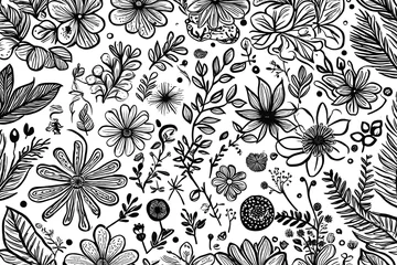 Fotobehang black and white seamless pattern © Osama