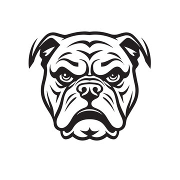 Bulldog in cartoon, doodle style. Isolated 2d vector illustration in logo, icon style, Eps 10, black and white. AI Generative