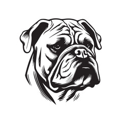 Bulldog in cartoon, doodle style. Isolated 2d vector illustration in logo, icon style, Eps 10, black and white. AI Generative