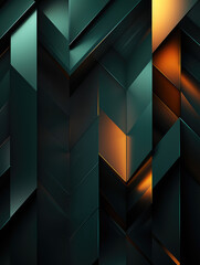 Symmetrical geometric design with contrasting green and yellow blocks. Abstract vertical background.