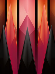 Modern abstract futuristic red, orange and black wallpaper background with interesting shapes. Vertical contrasty art.