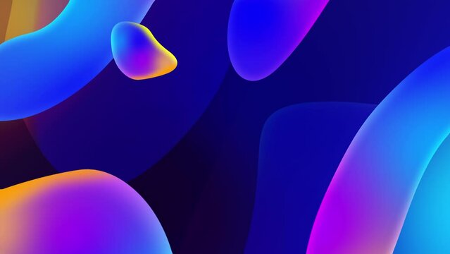Engaging animated backdrop in deep navy blue, adorned with fluid elements in varying tones of blue, violet, orange, and pink.