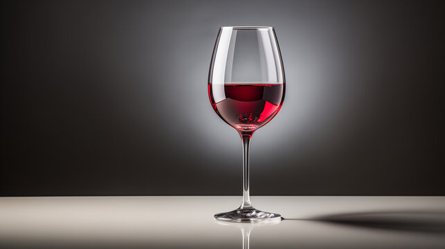 Calice di vino rosso isolato su sfondo neutro, in uno studio fotografico