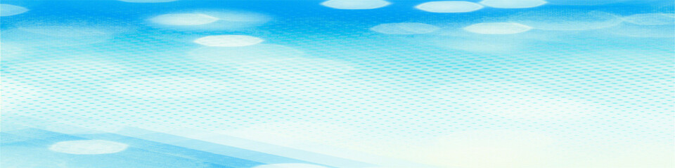 Blue bokeh horizontal background. Empty panorama widescreen backdrop illustration with copy space, usable for social media, story, banner, poster, Ads, events, party, and various design works