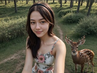 woman with deer