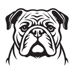 Bulldog in cartoon, doodle style. Isolated 2d vector illustration in logo, icon style, Eps 10, black and white. AI Generative