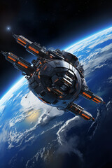 Obraz premium Fictional Illustrator picture of spacecraft in space 