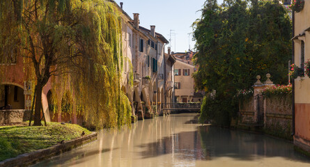 Fototapeta na wymiar Treviso - The old town with the canal.