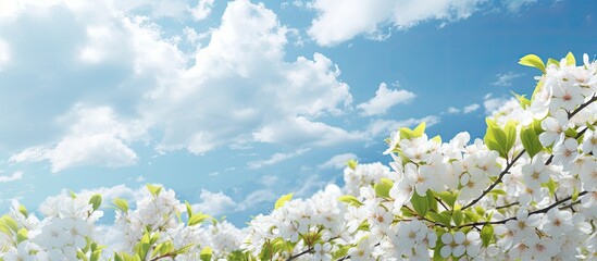 Lush nature, open sky, and blooming white flowers are truly amazing in their beauty.
