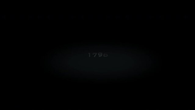 1796 3D title metal text on black alpha channel background