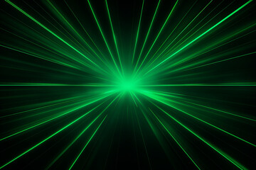 Obraz premium Fond noir avec flash lumineux, laser néon vert. Arrière-plan pour conception et création graphique. Ambiance technologie, futuriste.