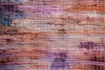 Obraz premium Rags Carpet Texture Background, Woven Rug Pattern, Handmade, Hand-Woven Rustic Carpet Made of Rags