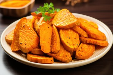 Delicious fried sweet potato. Fried pumpkin. Sweet potato