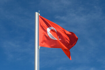 Turkey flag against blue sky 2