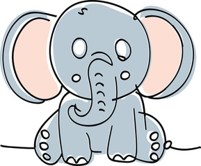 Cartoon cute baby elephant sitting