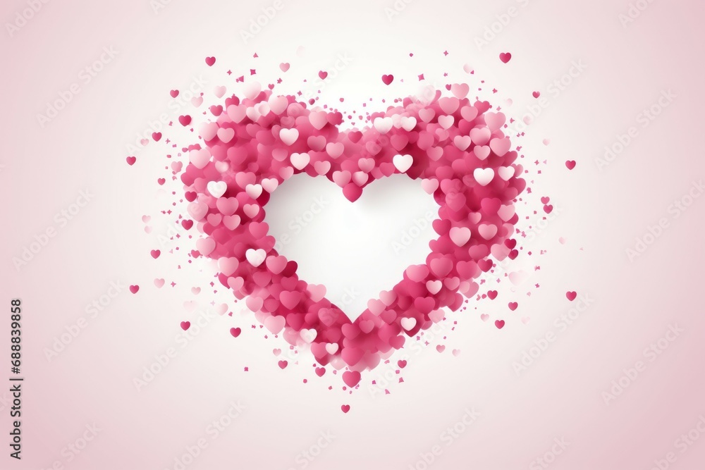 Poster abstract heart shaped confetti. background with selective focus and copy space