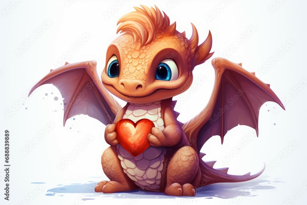 Poster dragon on a light background with selective focus and copy space