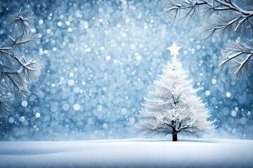 Winter christmas background with snow tree and lots of copy space