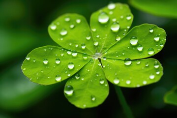 Through the lens of macro photography, the clover leaf becomes a mesmerizing tapestry of intricate details, an artistic portrayal that pays homage to the green charm of St. Patrick's Day