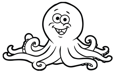 Cute Jellyfish Coloring Page Vector Illustration isolated on White. sea life Coloring Page. Illustration Featuring an Coloring