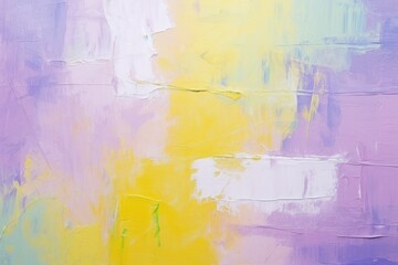 Obraz premium Soft pastel hues of purple and yellow blend in this textured abstract acrylic painting on canvas, ideal for serene art backgrounds.