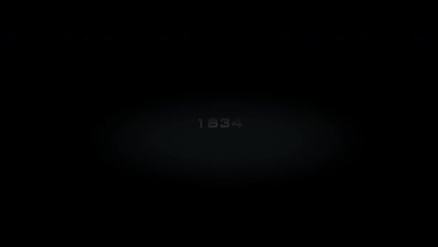 1834 3D title metal text on black alpha channel background