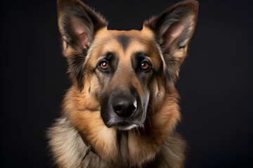 Fototapeta premium german shepherd dog on black background