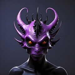 Purple Alien Monster with Horns and Spikes Generative AI