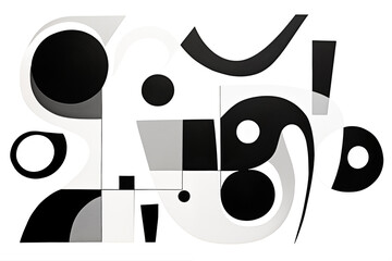 Monochrome flat black and gray shapes, abstract pattern